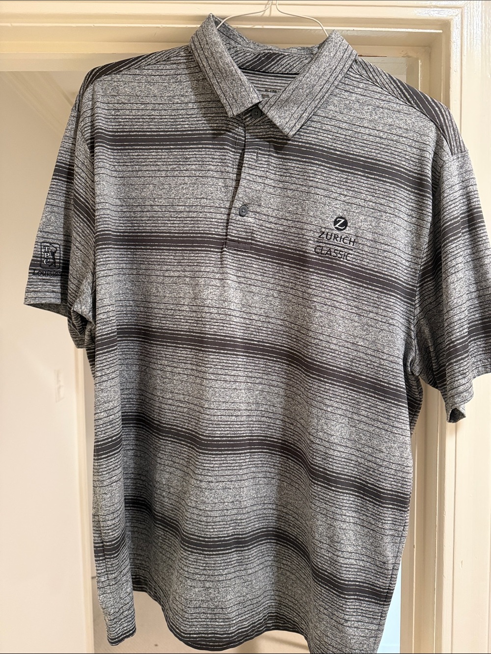 Under Armour Men’s Black and Gray Striped Polo